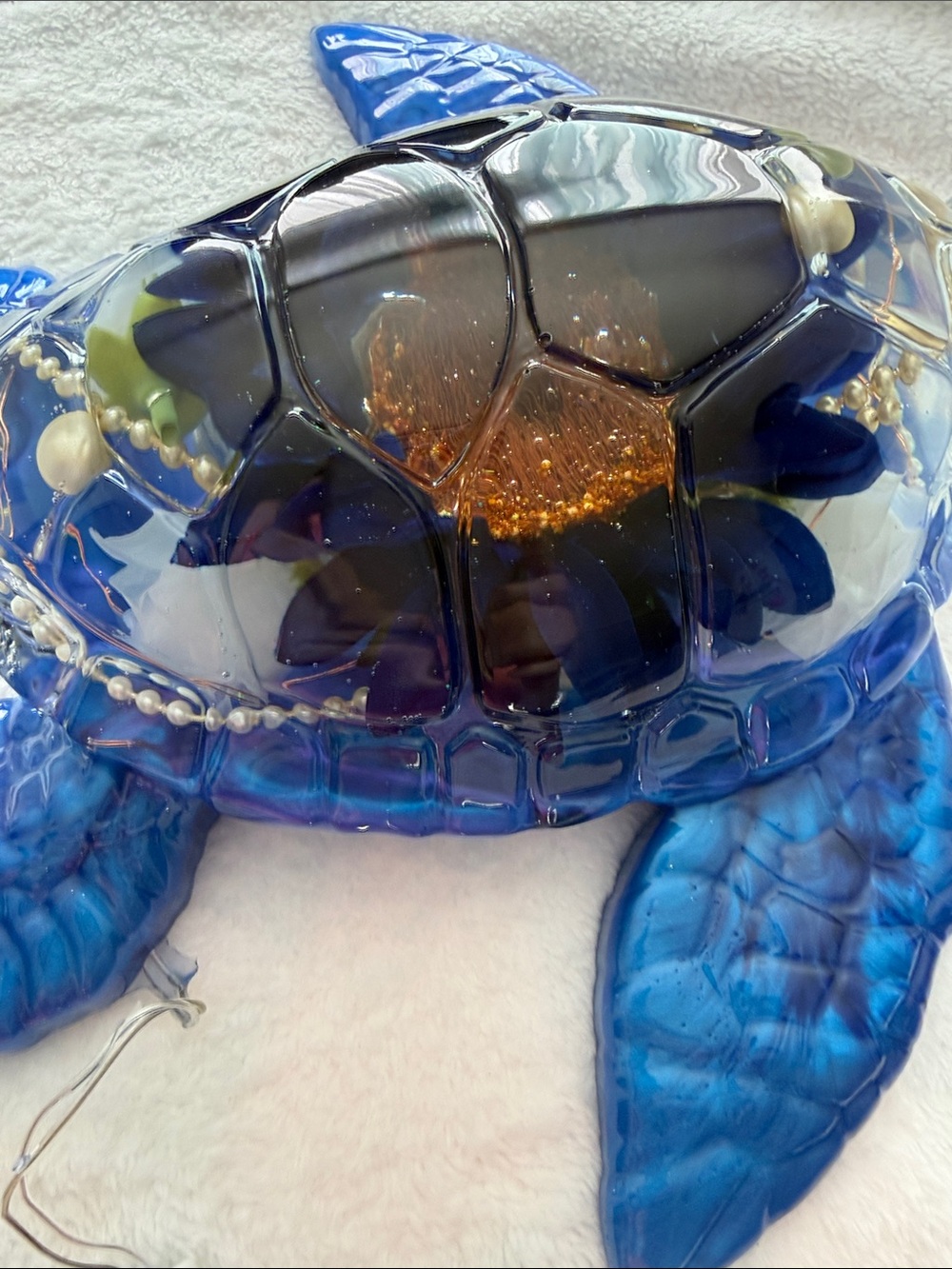 Handmade Resin Sunflower Sea Turtle with Lights - Picture 9 of 9